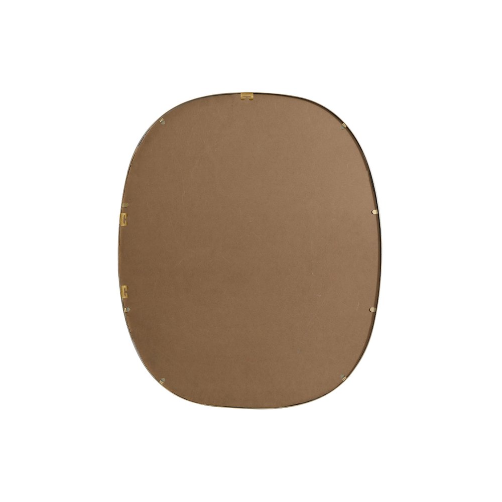 Metal Frame Oval Mirror 30x36 Inch in Brass