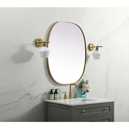 Metal Frame Oval Mirror 30x36 Inch in Brass