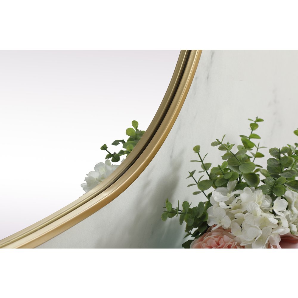 Metal Frame Oval Mirror 30x36 Inch in Brass