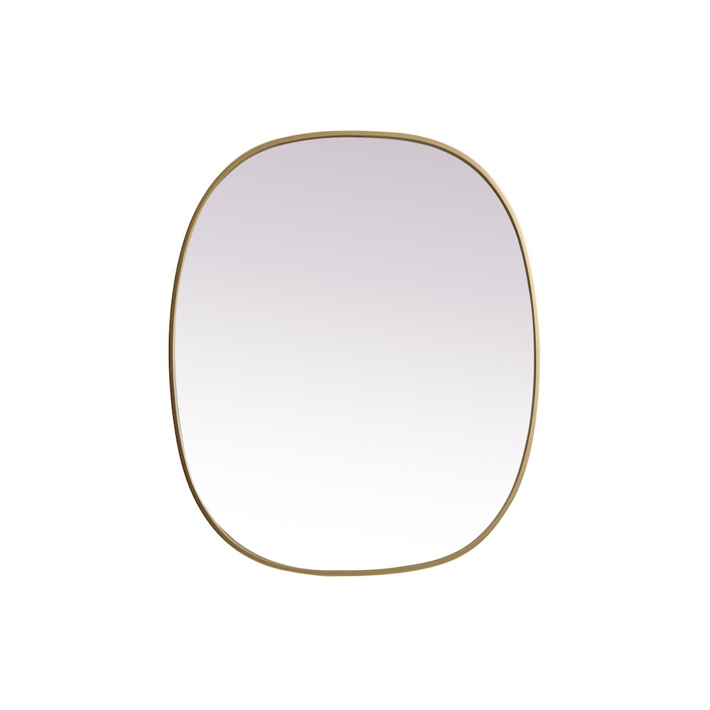 Metal Frame Oval Mirror 30x36 Inch in Brass