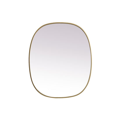 Metal Frame Oval Mirror 30x36 Inch in Brass