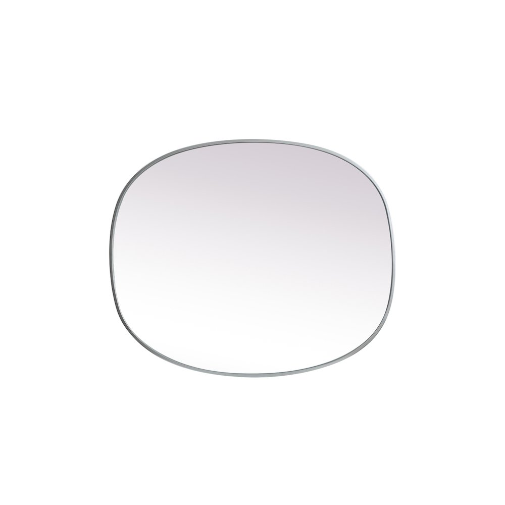 Metal Frame Oval Mirror 30x36 Inch in Silver