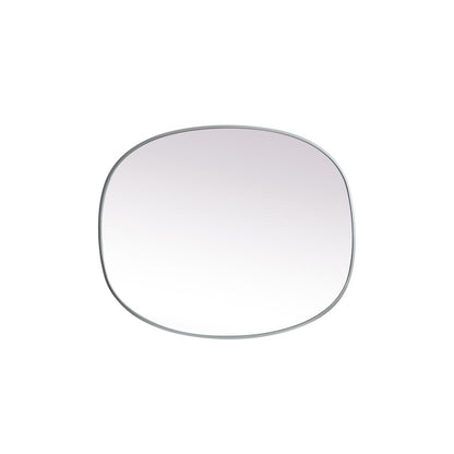 Metal Frame Oval Mirror 30x36 Inch in Silver