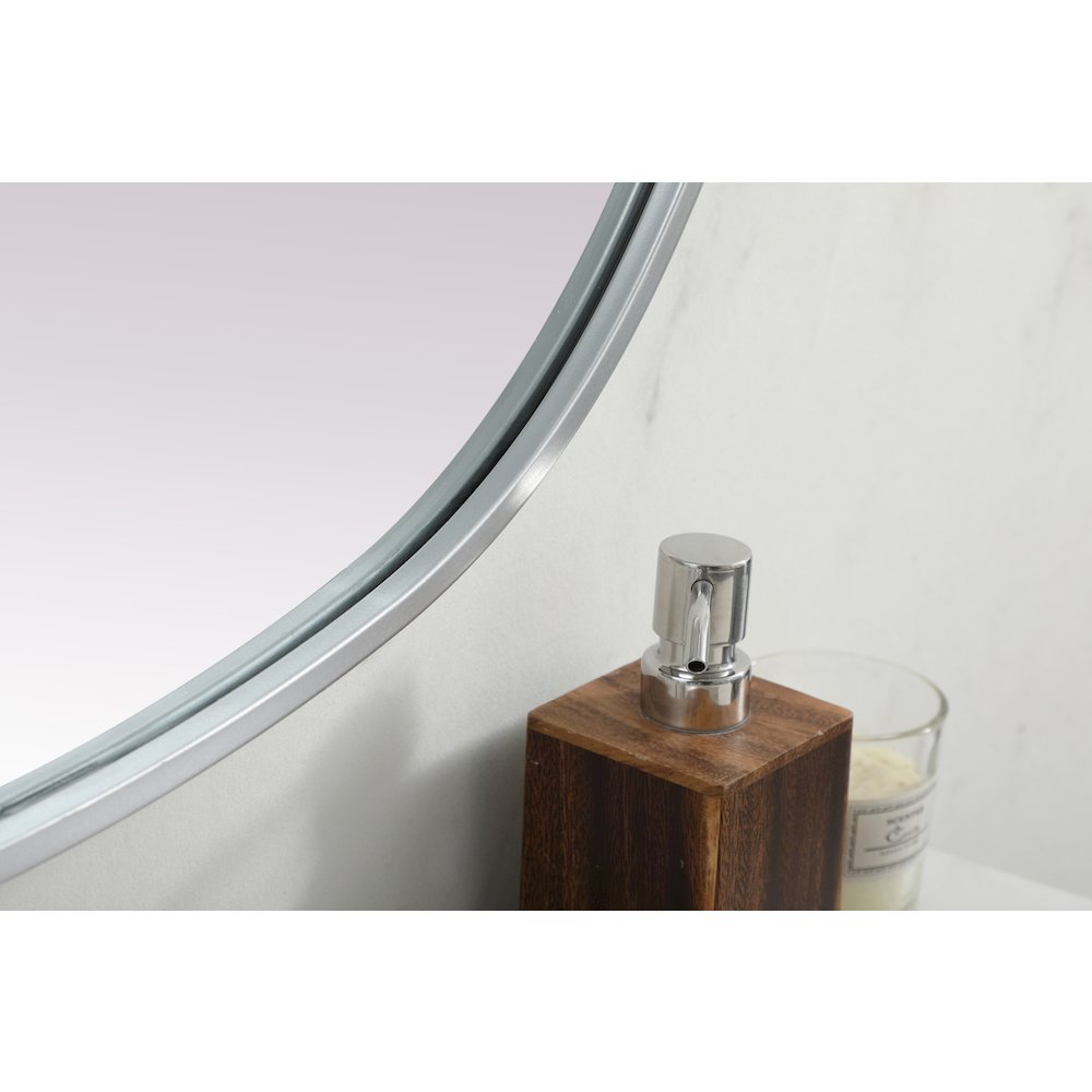 Metal Frame Oval Mirror 30x36 Inch in Silver