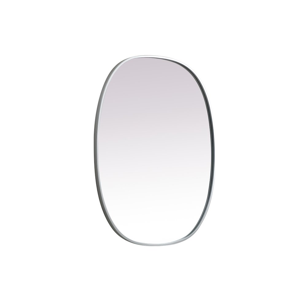 Metal Frame Oval Mirror 30x36 Inch in Silver