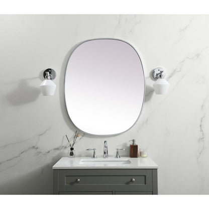 Metal Frame Oval Mirror 30x36 Inch in Silver