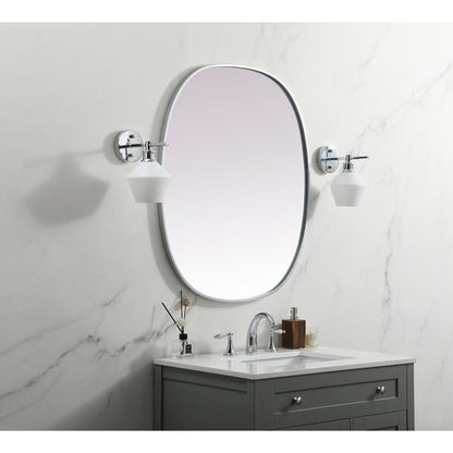 Metal Frame Oval Mirror 30x36 Inch in Silver
