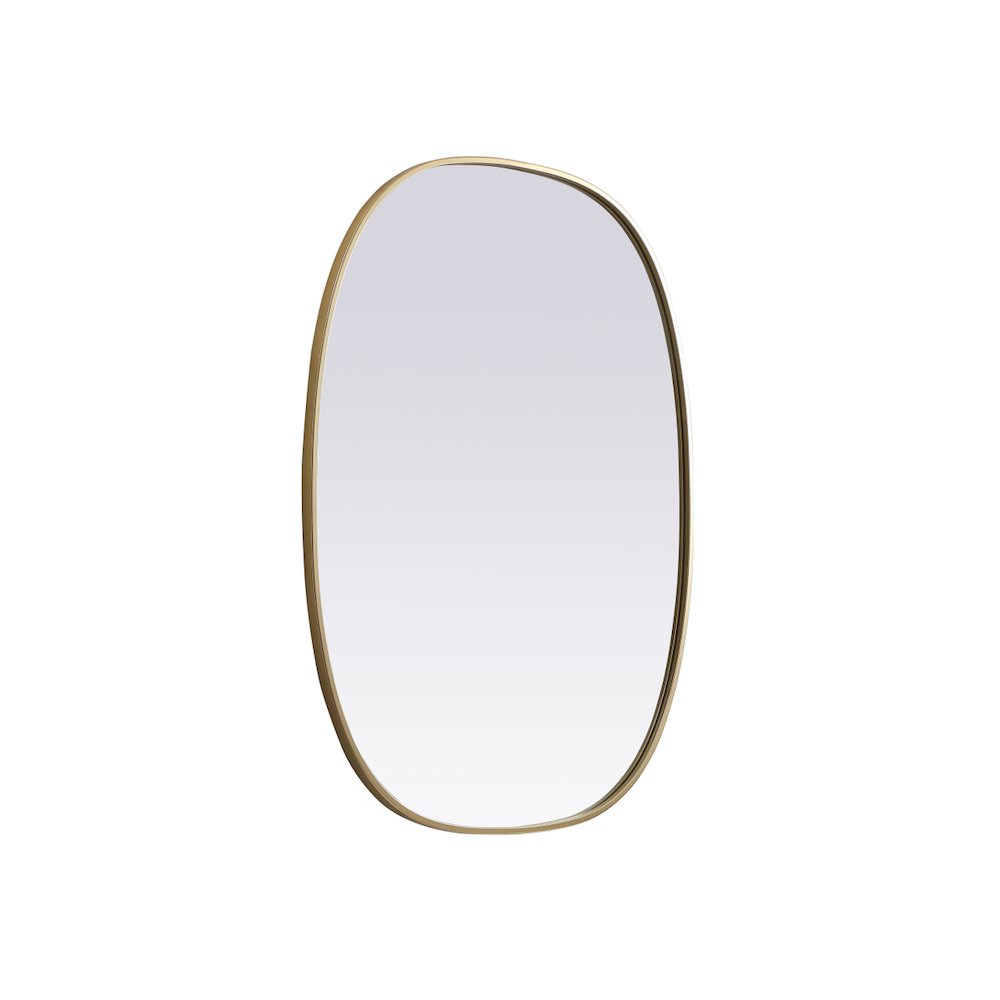 Metal Frame Oval Mirror 30x40 Inch in Brass