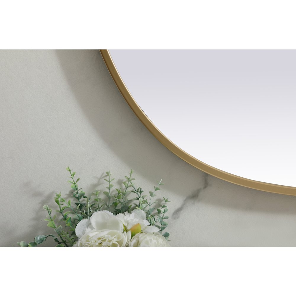 Metal Frame Oval Mirror 30x40 Inch in Brass