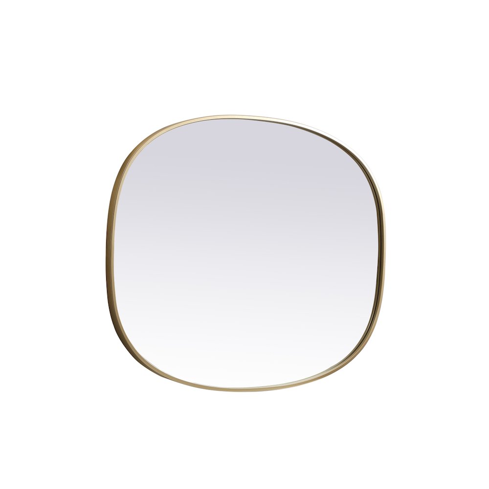 Metal Frame Oval Mirror 30x40 Inch in Brass