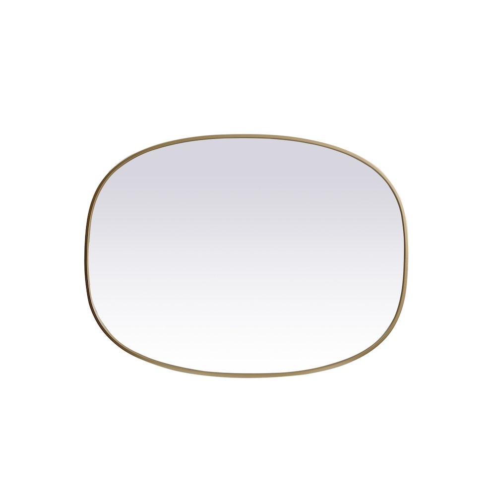 Metal Frame Oval Mirror 30x40 Inch in Brass