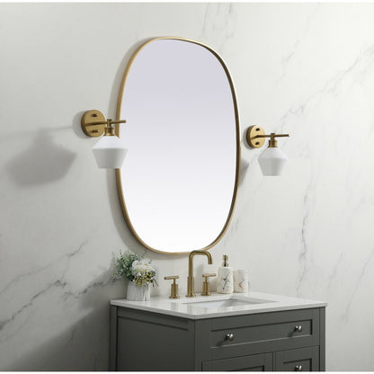 Metal Frame Oval Mirror 30x40 Inch in Brass