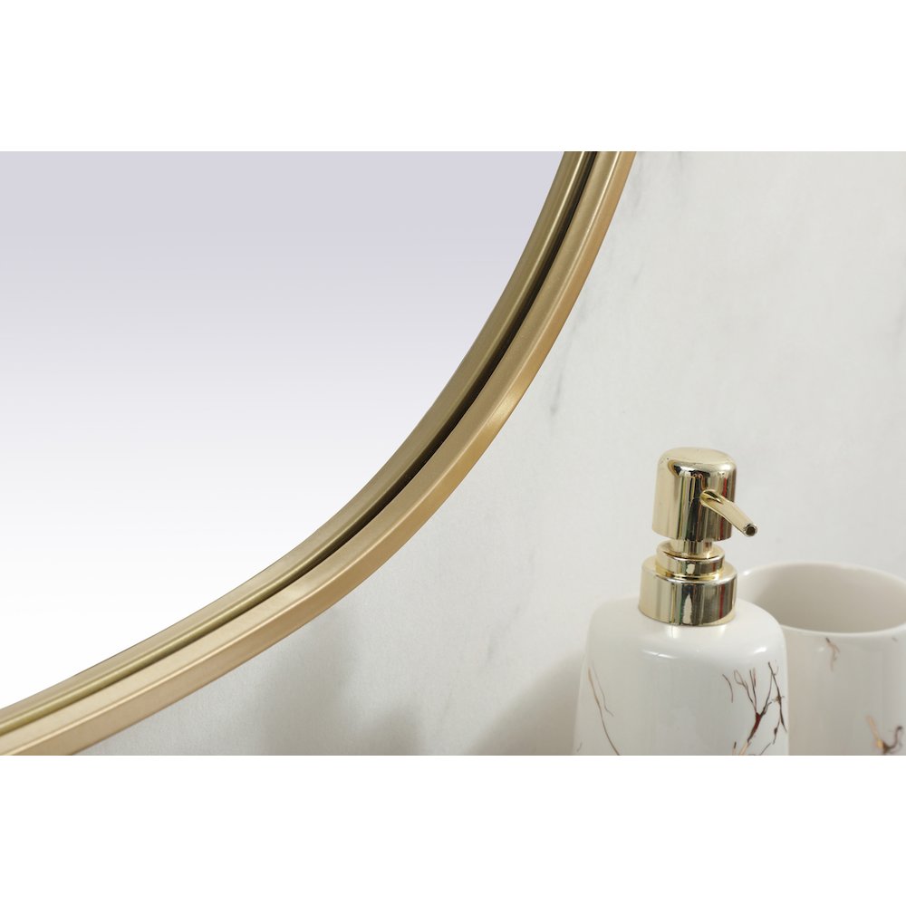 Metal Frame Oval Mirror 30x40 Inch in Brass