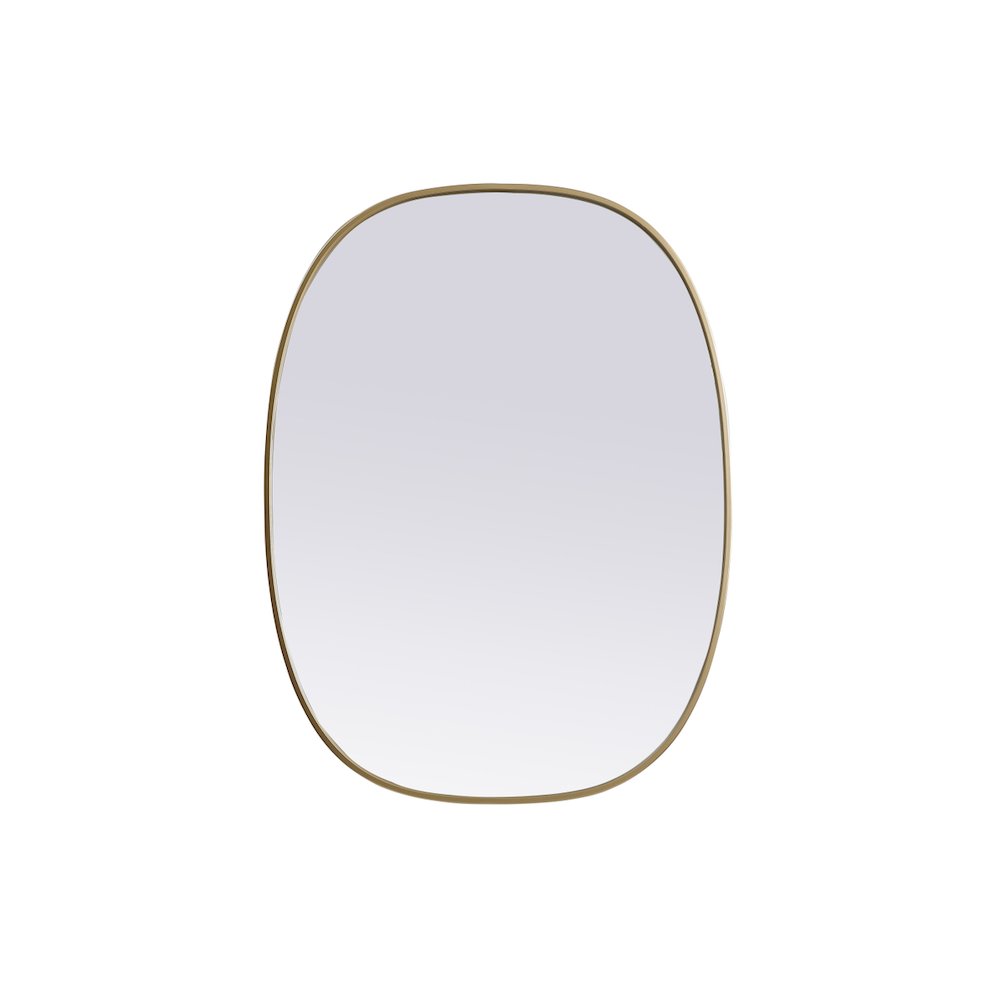 Metal Frame Oval Mirror 30x40 Inch in Brass