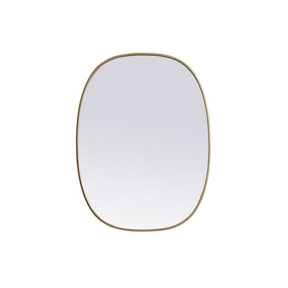 Metal Frame Oval Mirror 30x40 Inch in Brass