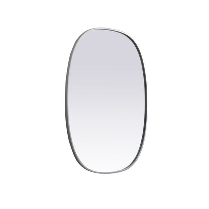 Metal Frame Oval Mirror 30x40 Inch in Silver