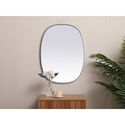 Metal Frame Oval Mirror 30x40 Inch in Silver