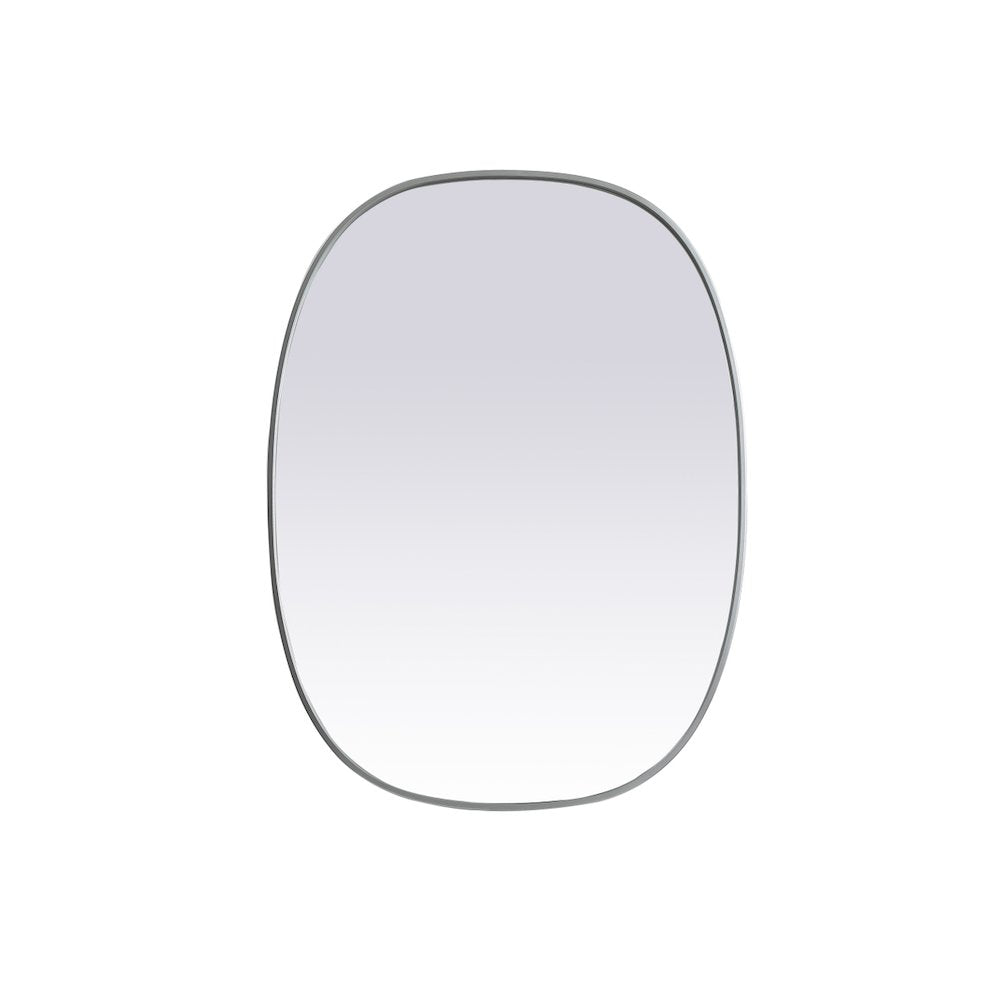 Metal Frame Oval Mirror 30x40 Inch in Silver