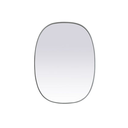 Metal Frame Oval Mirror 30x40 Inch in Silver