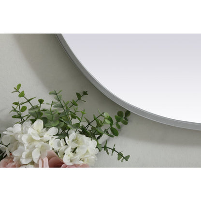 Metal Frame Oval Mirror 30x40 Inch in Silver
