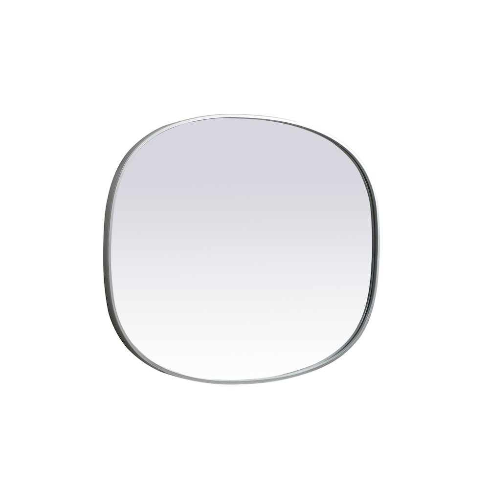 Metal Frame Oval Mirror 30x40 Inch in Silver
