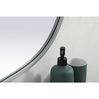 Metal Frame Oval Mirror 30x40 Inch in Silver