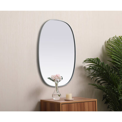 Metal Frame Oval Mirror 30x40 Inch in Silver