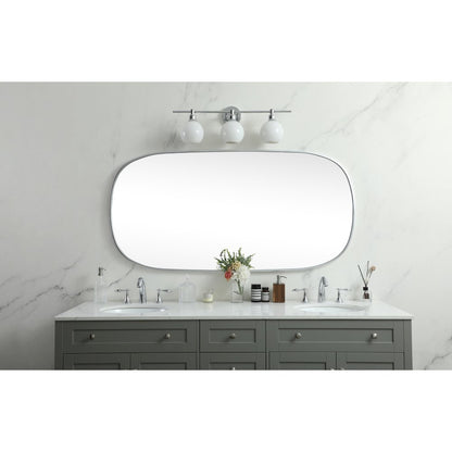 Metal Frame Oval Mirror 30x60 Inch in Silver