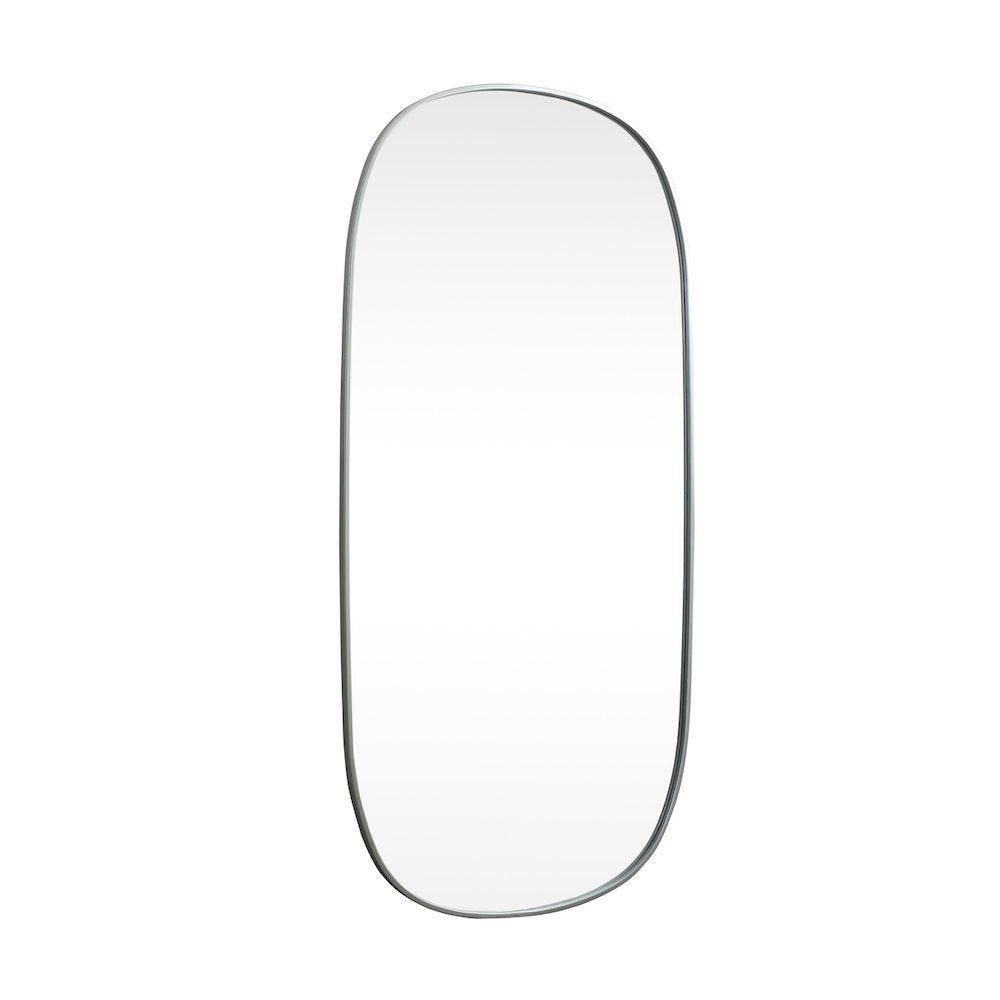Metal Frame Oval Mirror 30x60 Inch in Silver