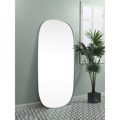 Metal Frame Oval Mirror 30x60 Inch in Silver