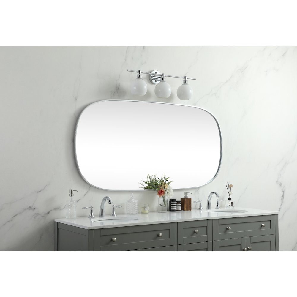 Metal Frame Oval Mirror 30x60 Inch in Silver