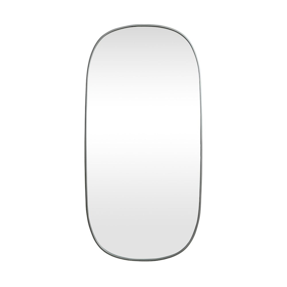 Metal Frame Oval Mirror 30x60 Inch in Silver
