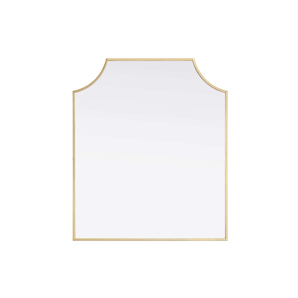 Notched Metal Mirror 27x32 inch in Brass