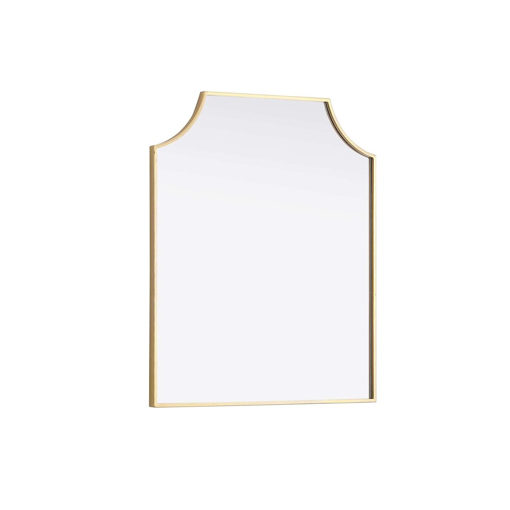 Notched Metal Mirror 27x32 inch in Brass