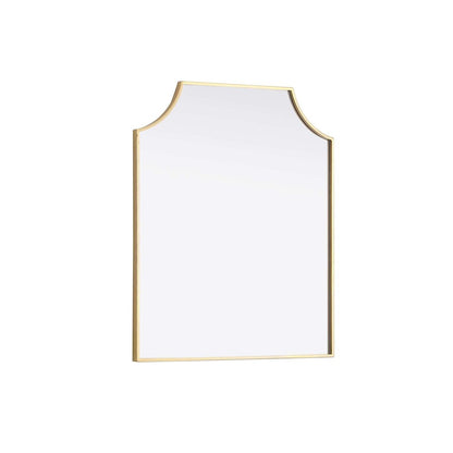Notched Metal Mirror 27x32 inch in Brass