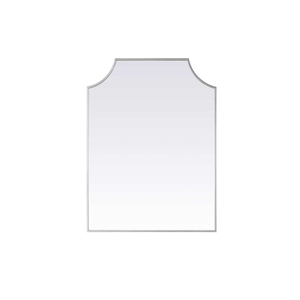 Notched Metal Mirror 27x36 inch in Silver