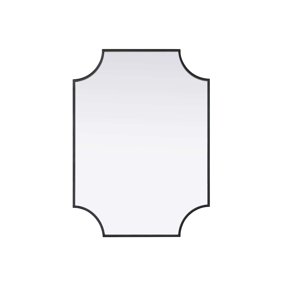 Notched Metal Mirror 22x30 inch in Black
