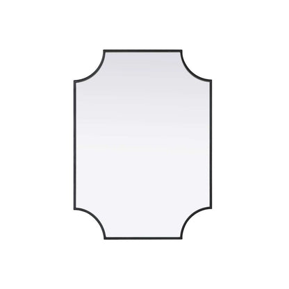 Notched Metal Mirror 22x30 inch in Black