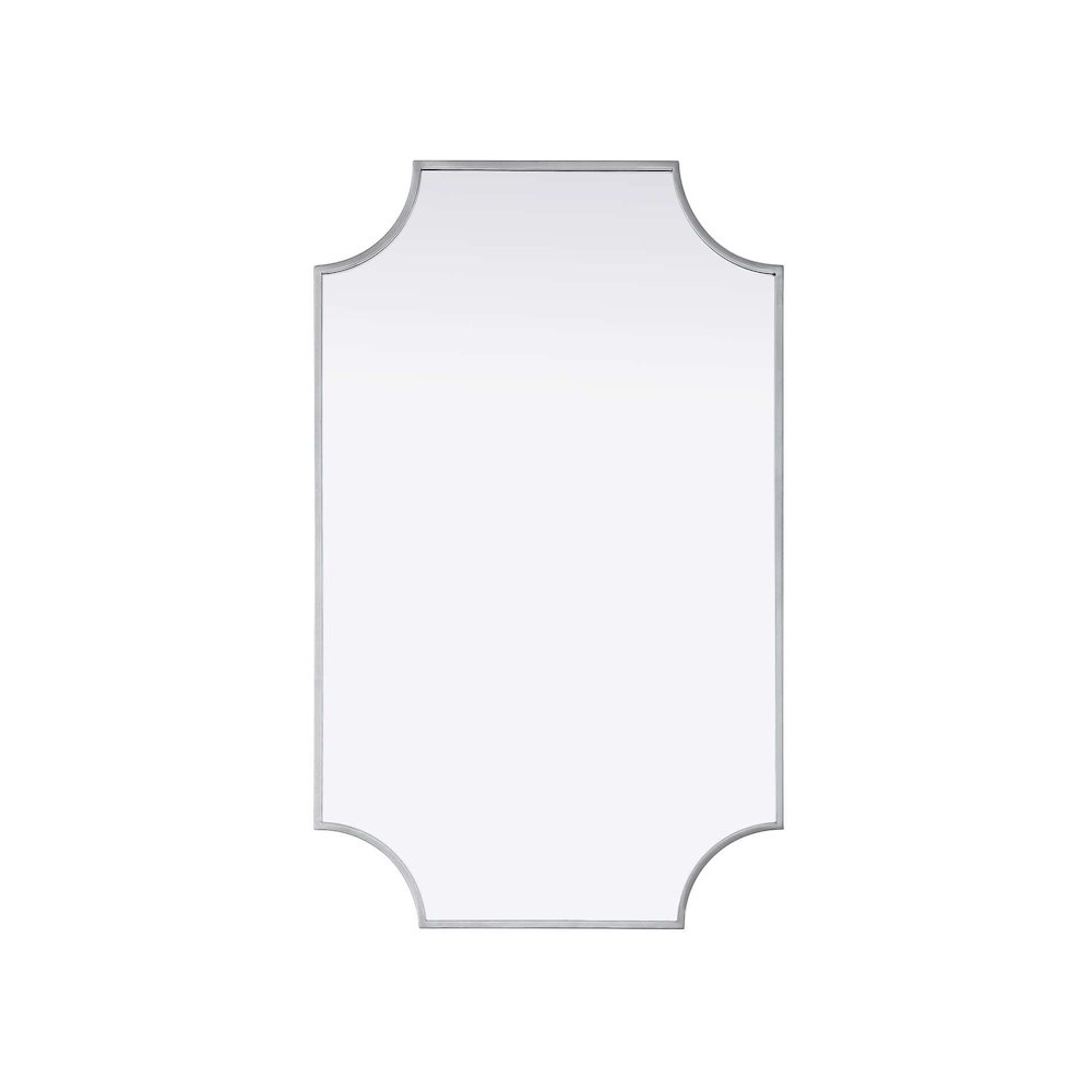 Notched Metal Mirror 22x36 inch in Silver