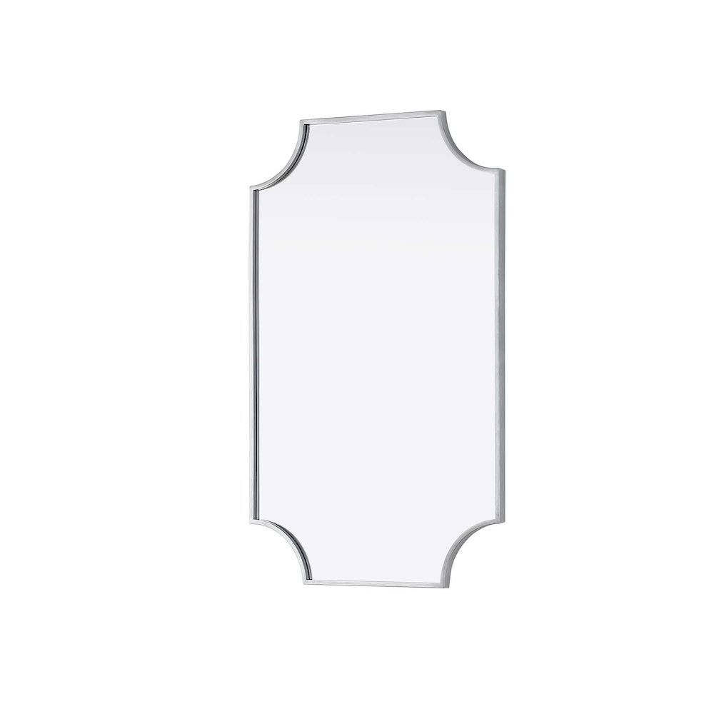 Notched Metal Mirror 22x36 inch in Silver