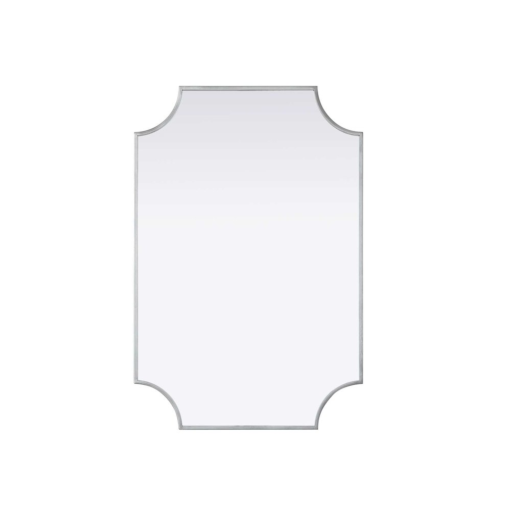 Notched Metal Mirror 24x36 inch in Silver