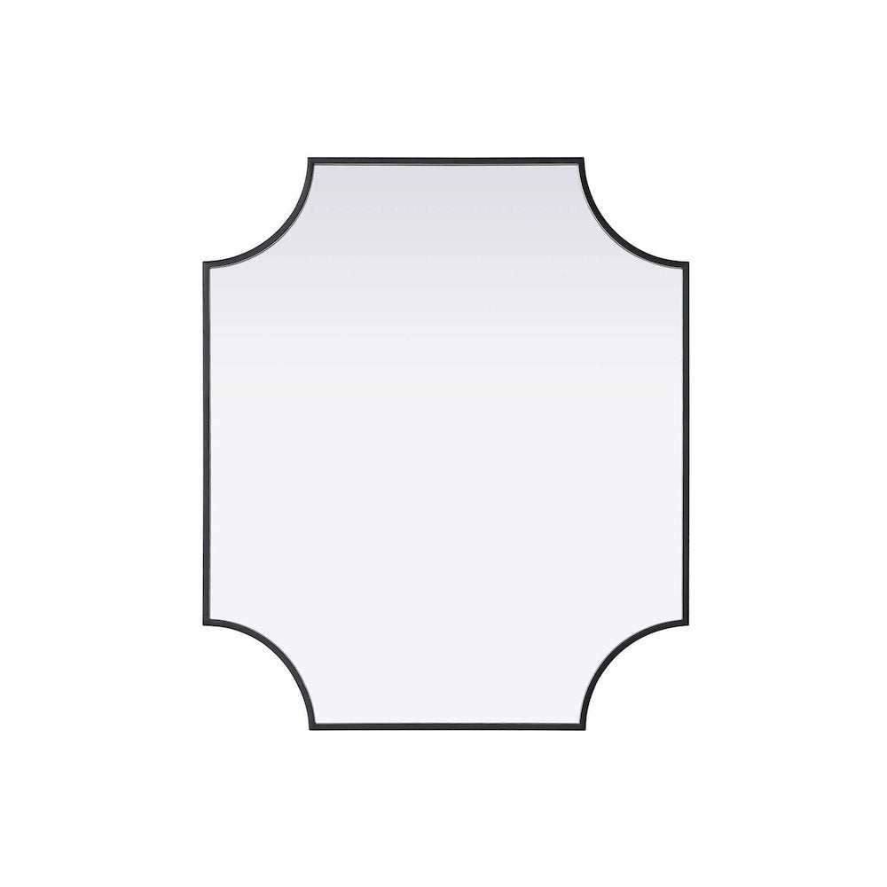 Notched Metal Mirror 27x32 inch in Black