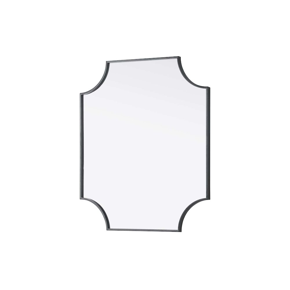 Notched Metal Mirror 27x32 inch in Black
