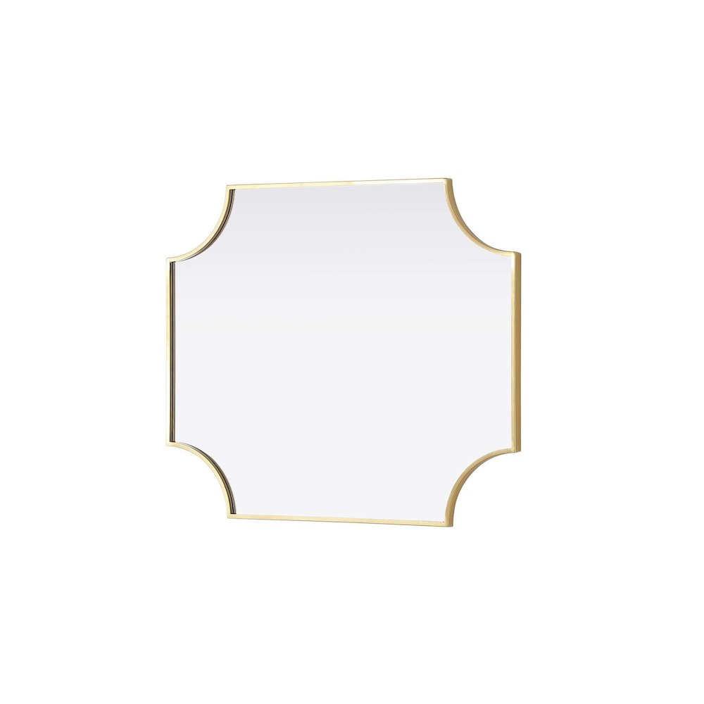 Notched Metal Mirror 27x32 inch in Brass