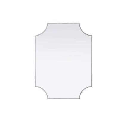 Notched Metal Mirror 27x36 inch in Silver