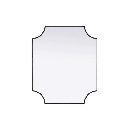Notched Metal Mirror 30x36 inch in Black