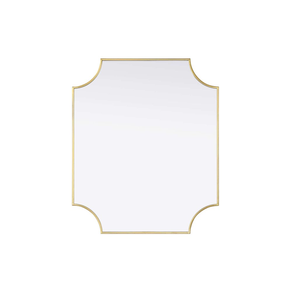 Notched Metal Mirror 30x36 inch in Brass