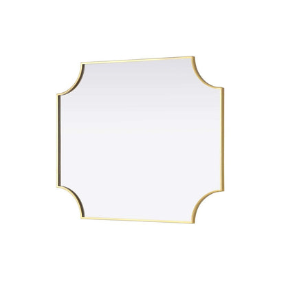 Notched Metal Mirror 30x36 inch in Brass