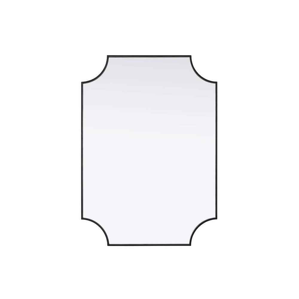 Notched Metal Mirror 30x42 inch in Black