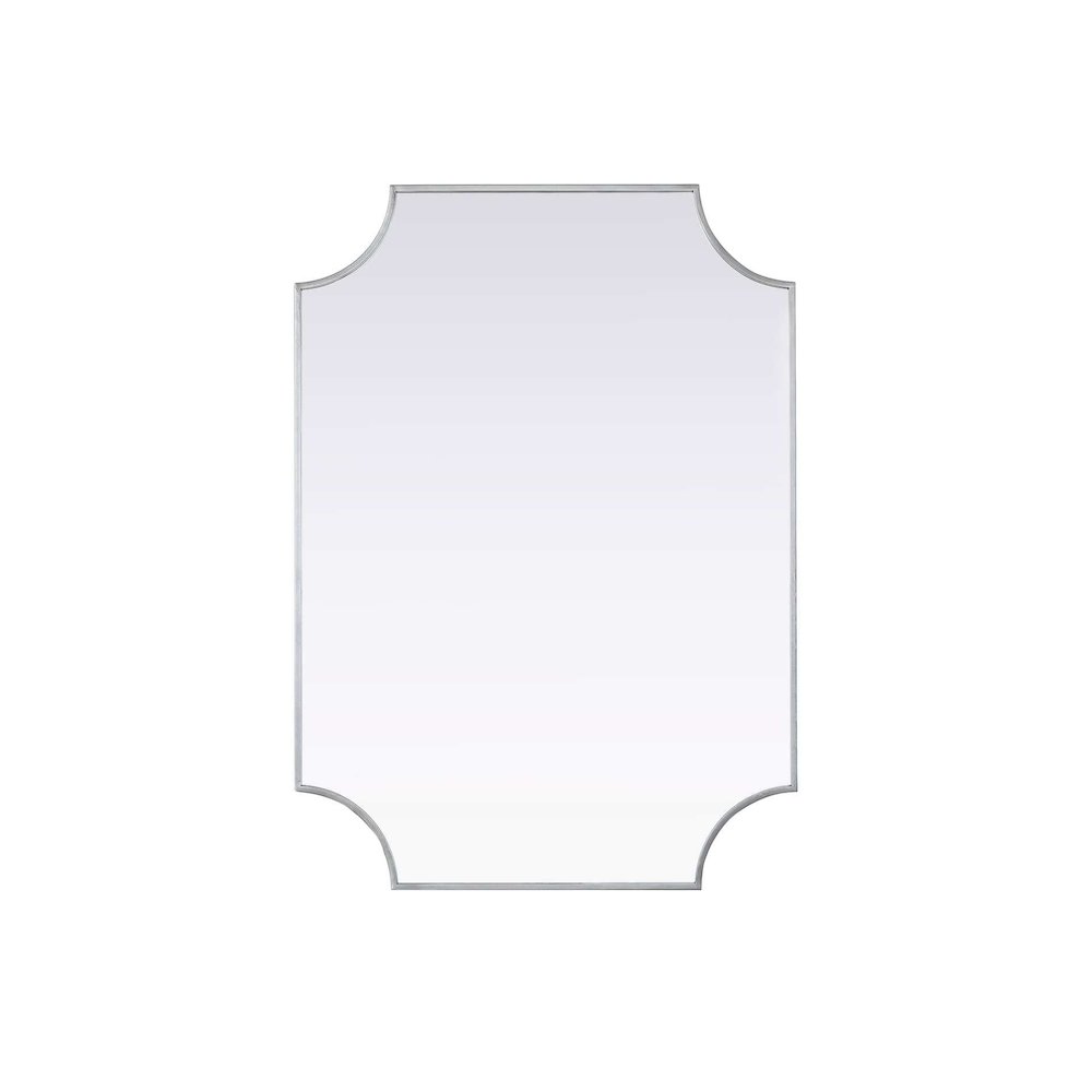 Notched Metal Mirror 30x42 inch in Silver